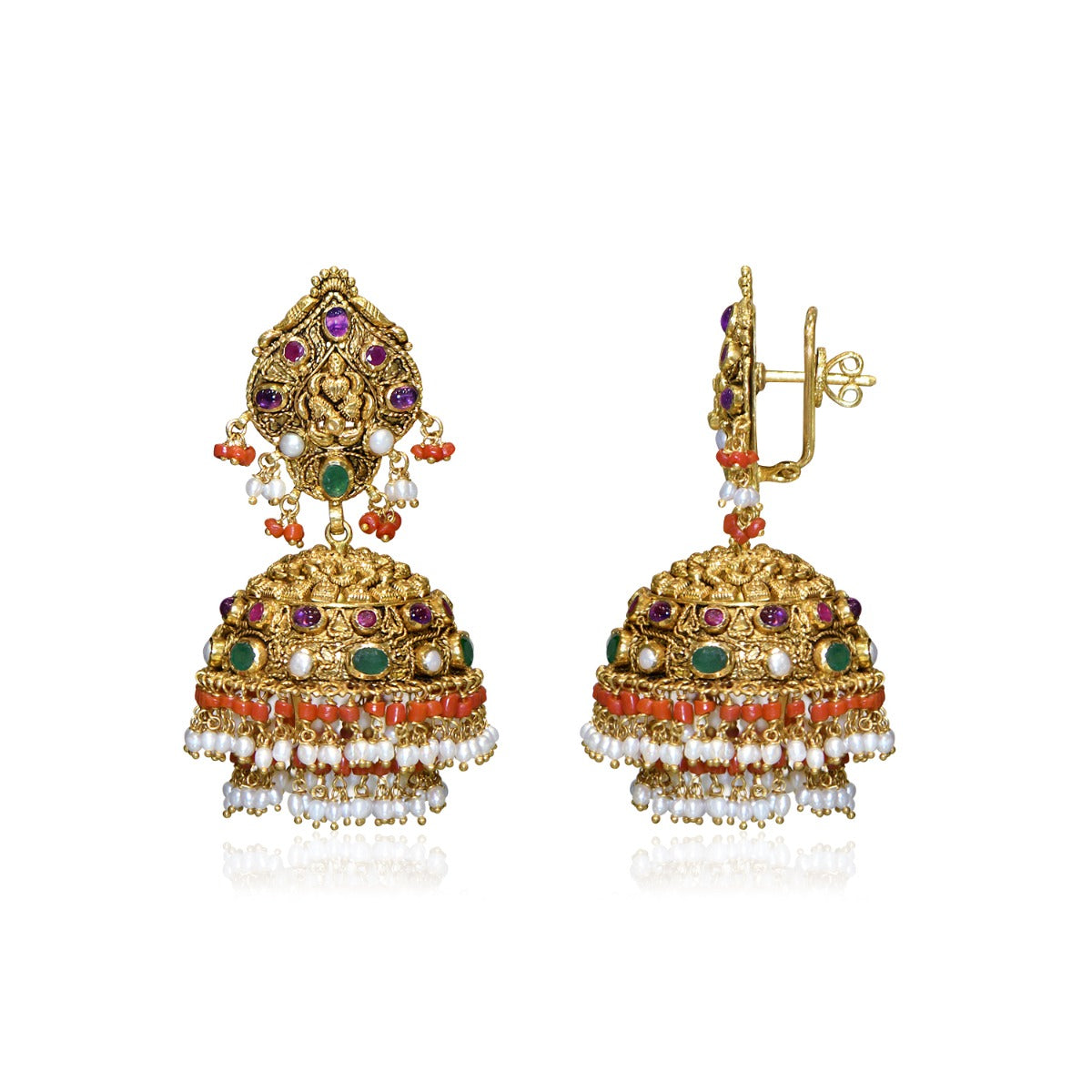 Multistone Gold Jhumka