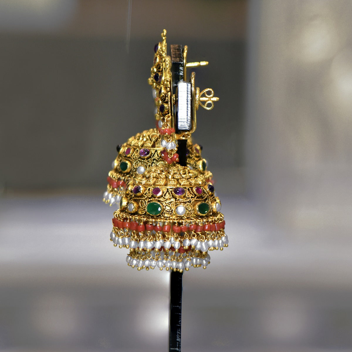 Multistone Gold Jhumka
