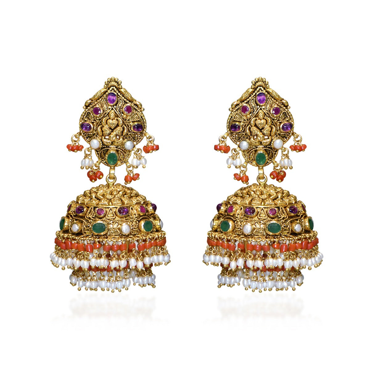 Multistone Gold Jhumka
