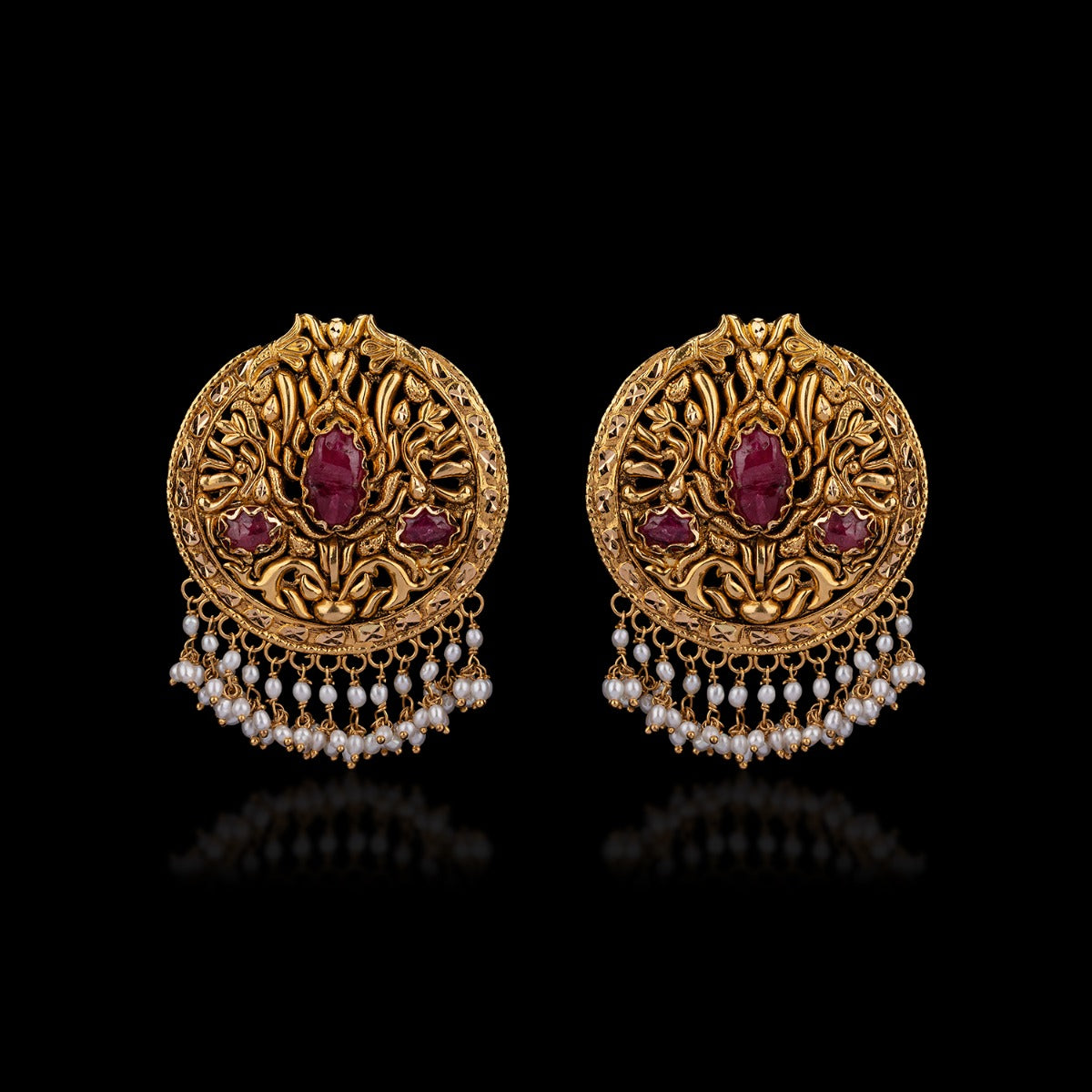 Red Love Gold Earrings