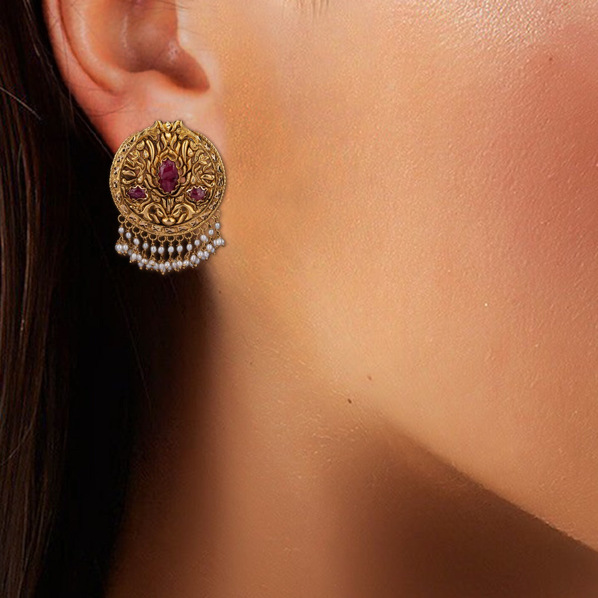 Red Love Gold Earrings