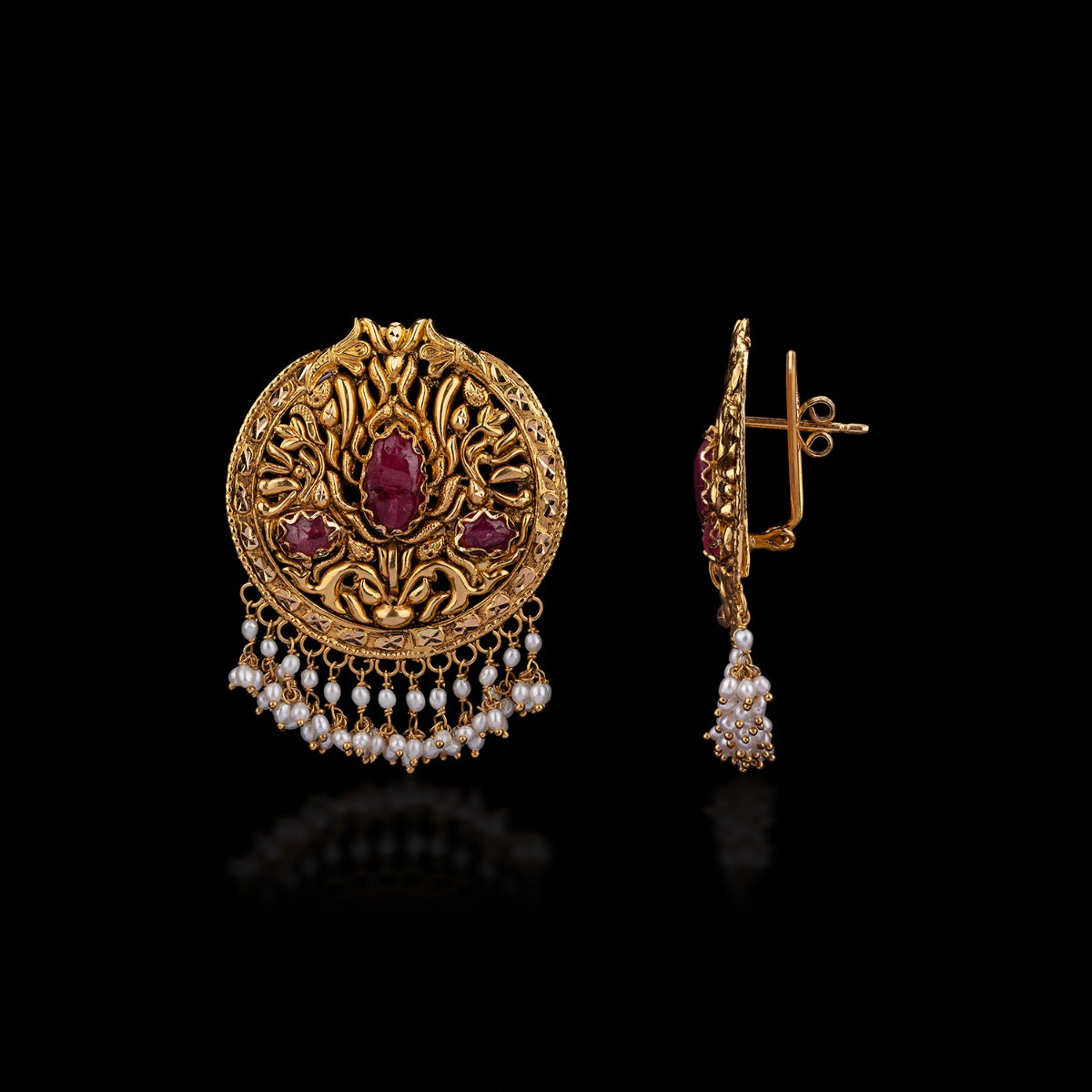 Red Love Gold Earrings