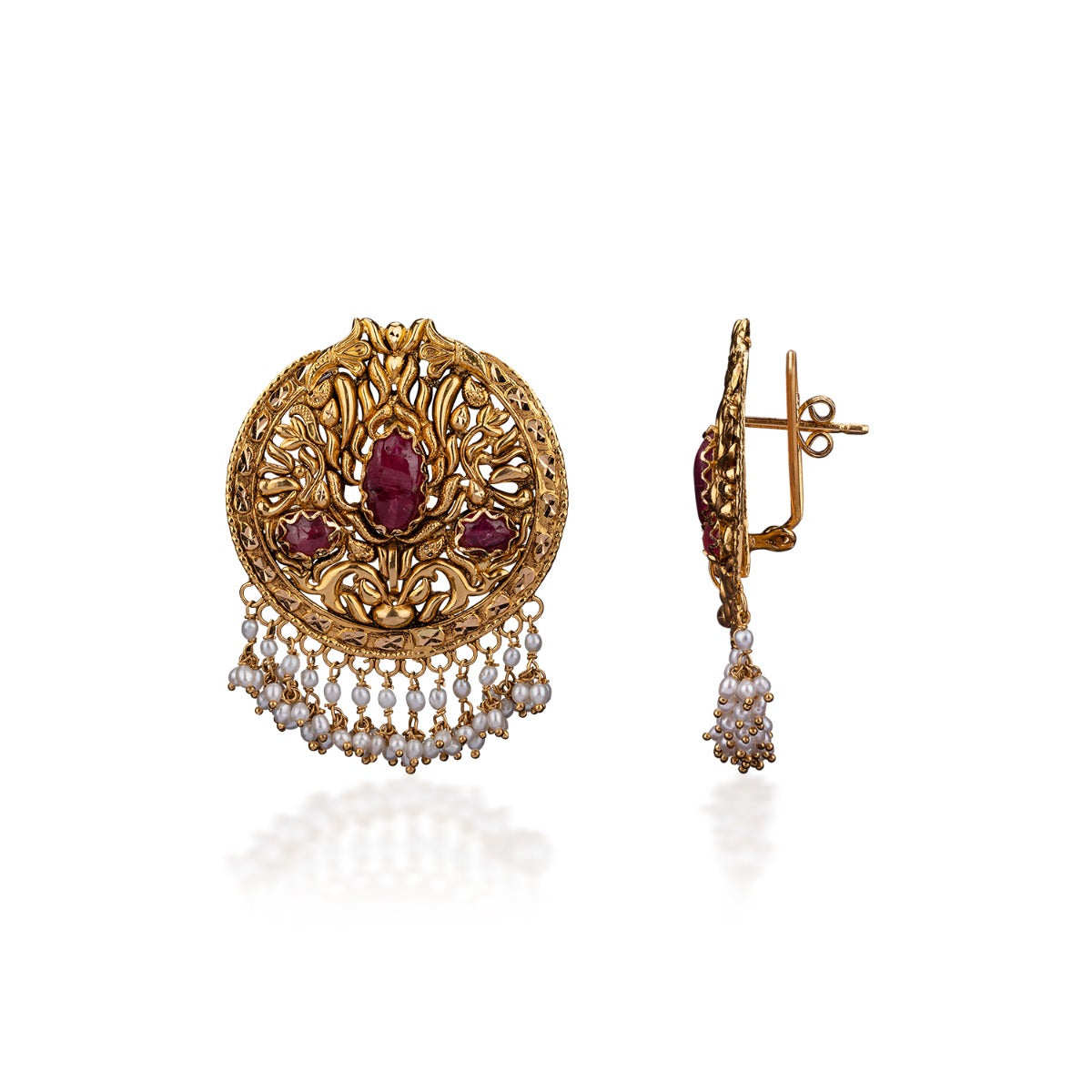 Red Love Gold Earrings