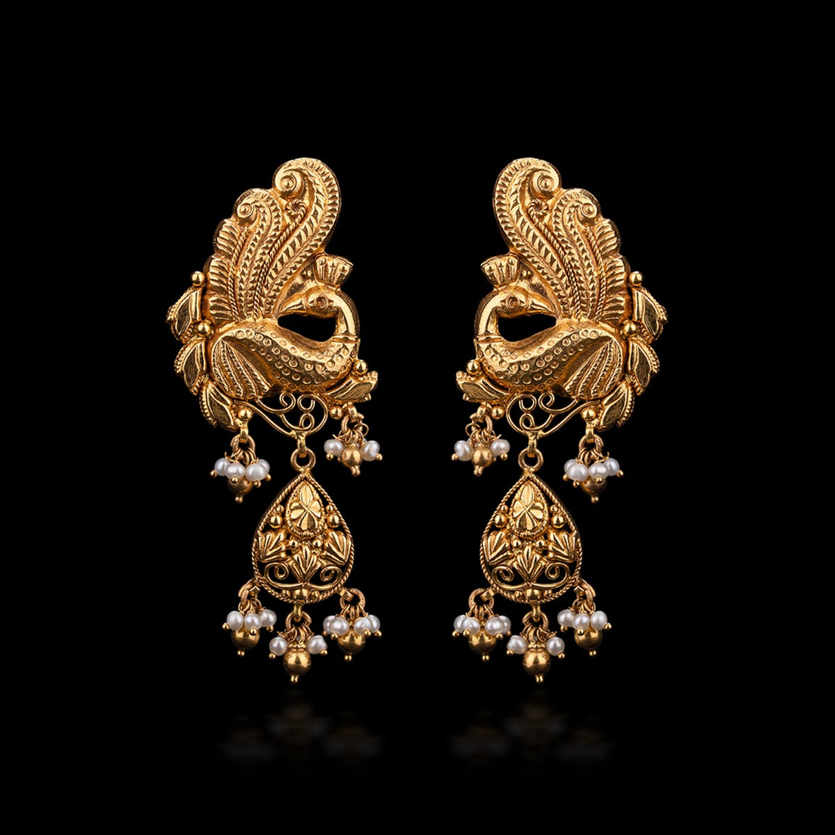 Peacock Perch Gold Earrings