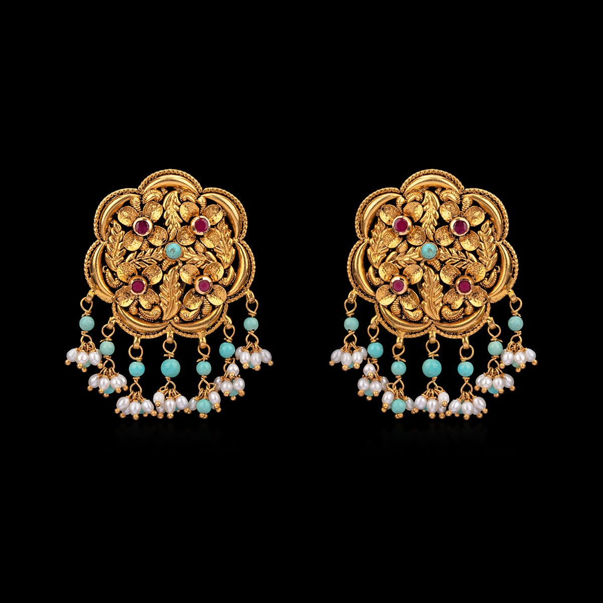Petal Outlines Colored Gold Earrings