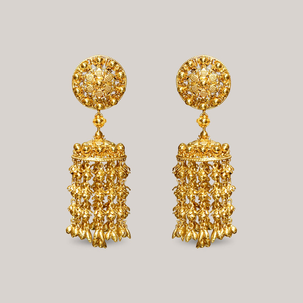 Stream Of Beads Gold Earrings
