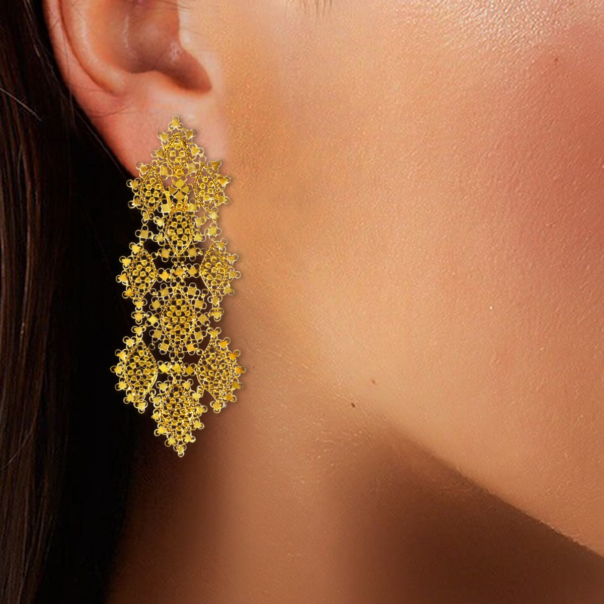 Chocolate Brown Cloud Gold Earrings