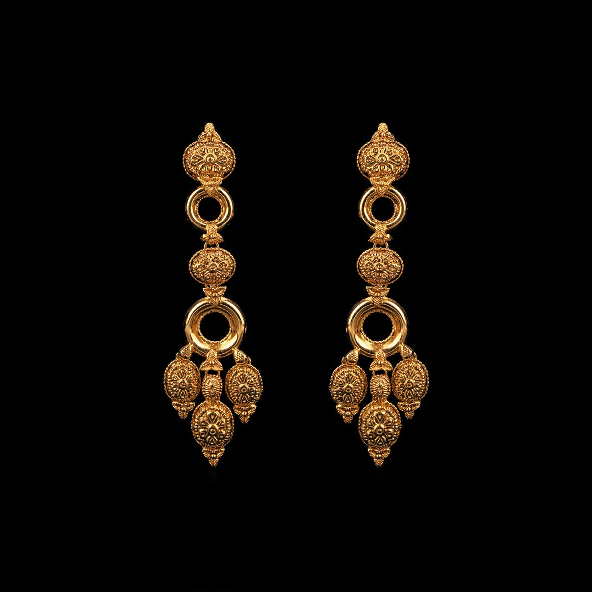 Hollow Cylindrical Gold Earrings