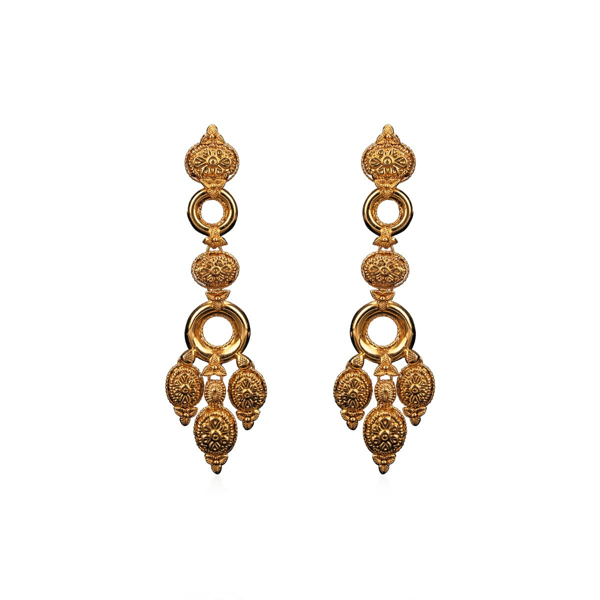 Hollow Cylindrical Gold Earrings