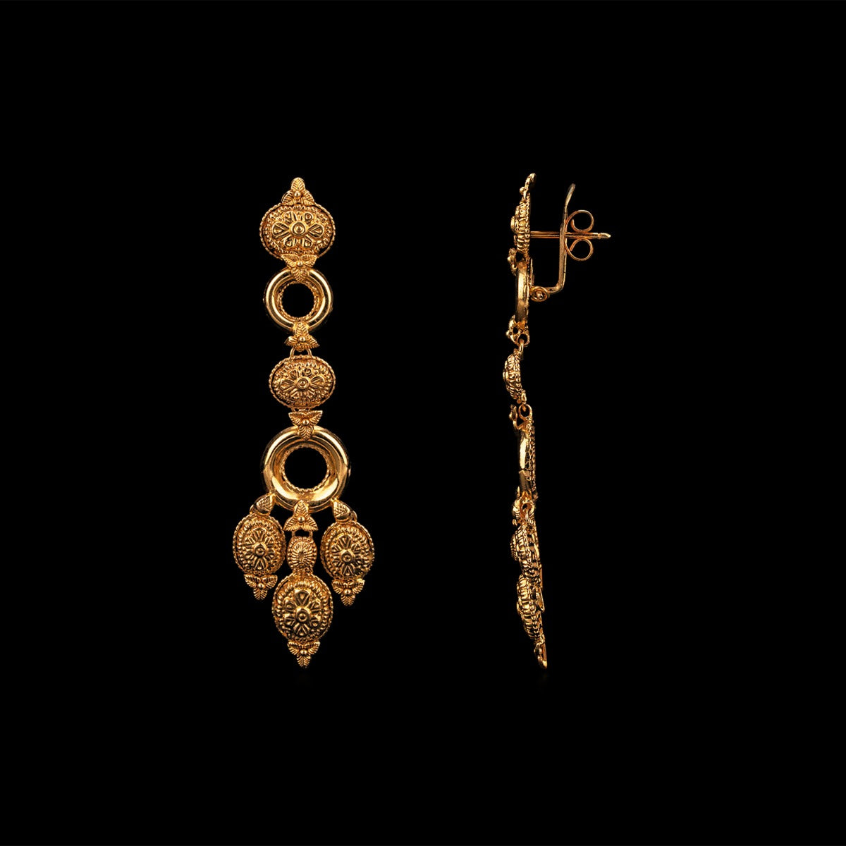 Hollow Cylindrical Gold Earrings