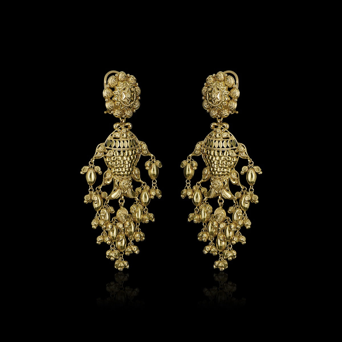 Sitting Woman Gold Danglers