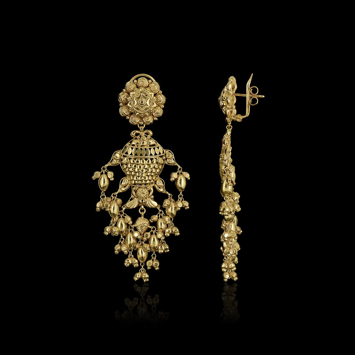 Sitting Woman Gold Danglers