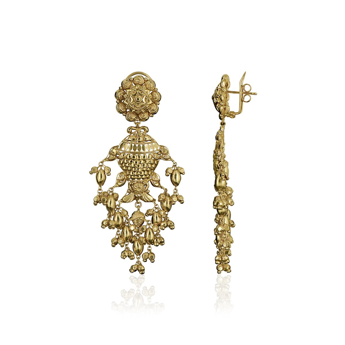 Sitting Woman Gold Danglers
