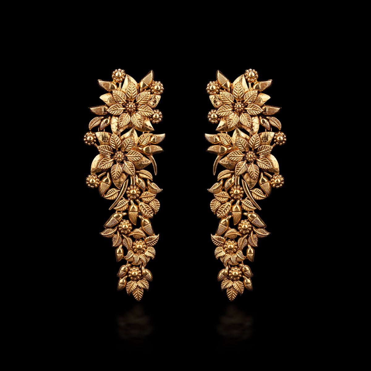 Floral Creeper Gold Earrings