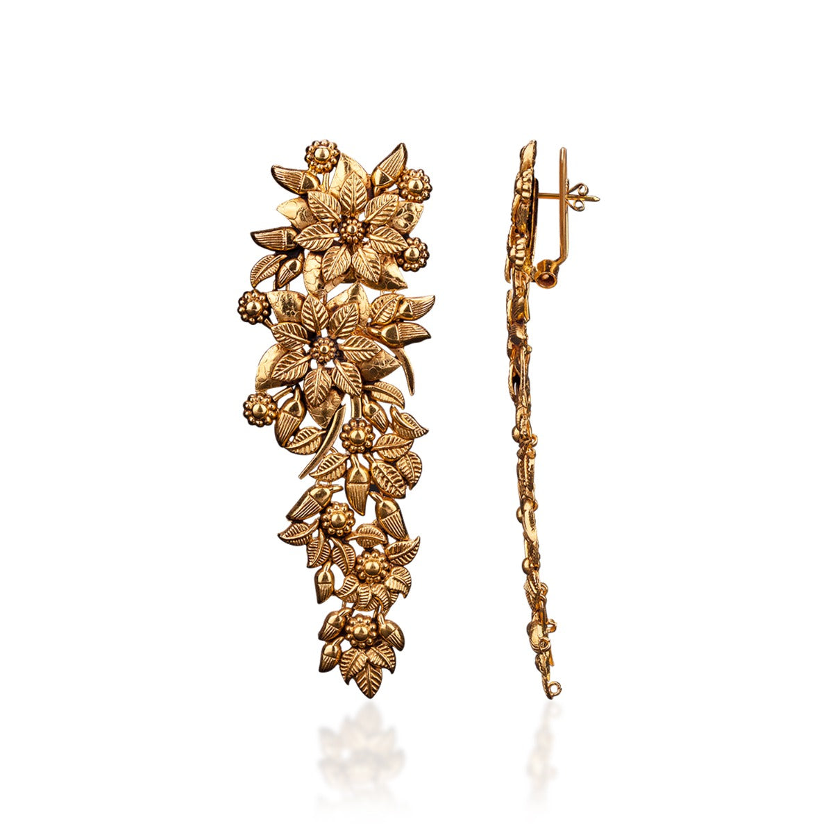 Floral Creeper Gold Earrings
