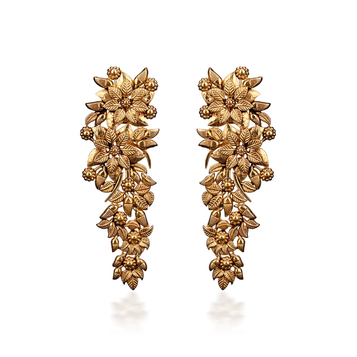 Floral Creeper Gold Earrings