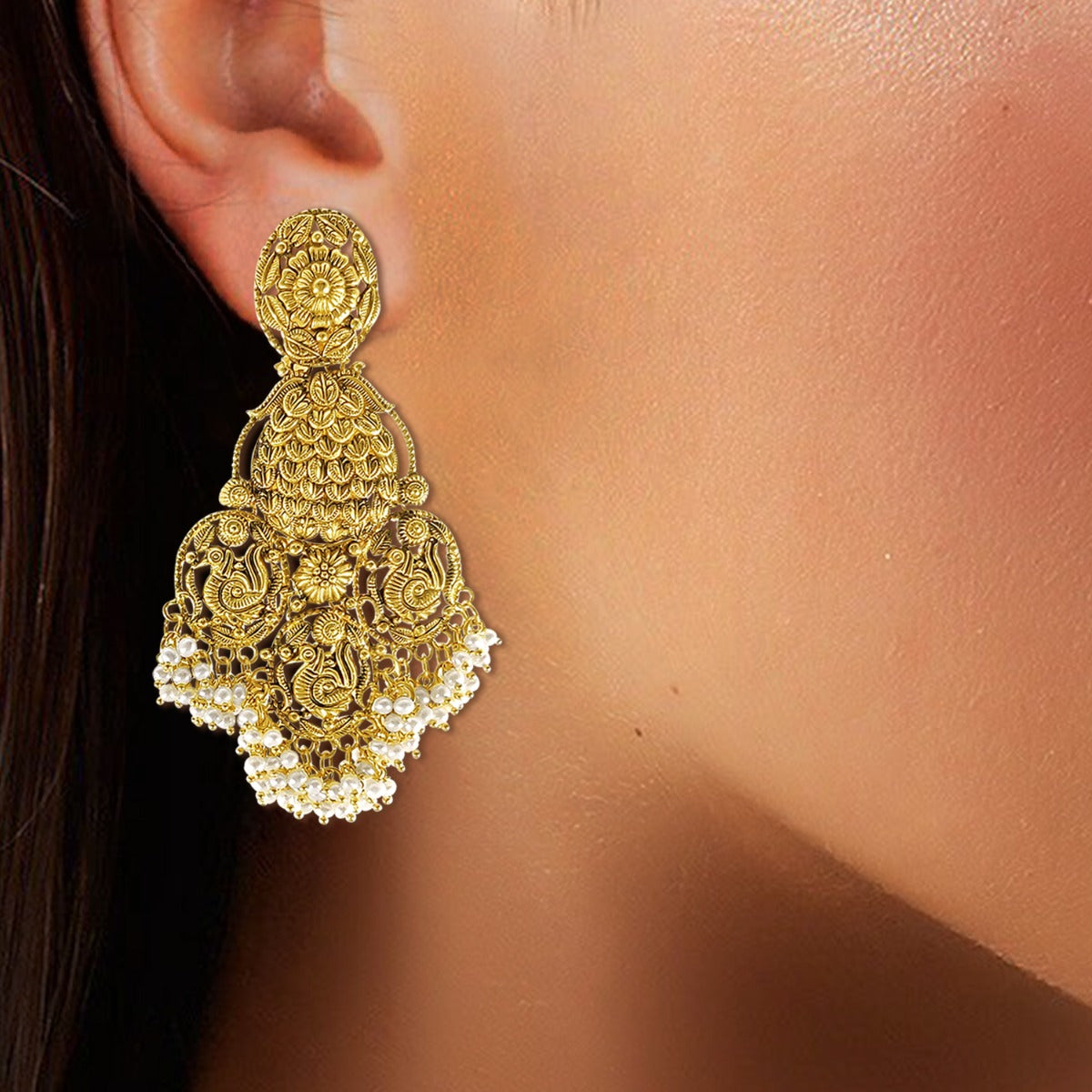 Waves And Twirls Gold Earrings