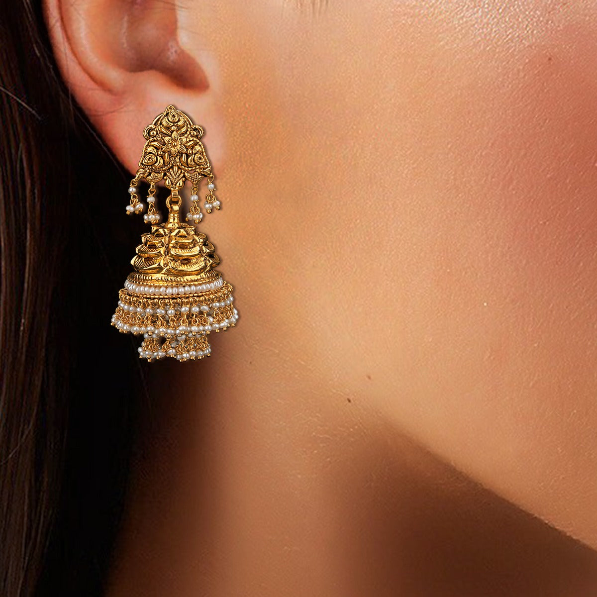 Fish Eye Top Gold Jhumka