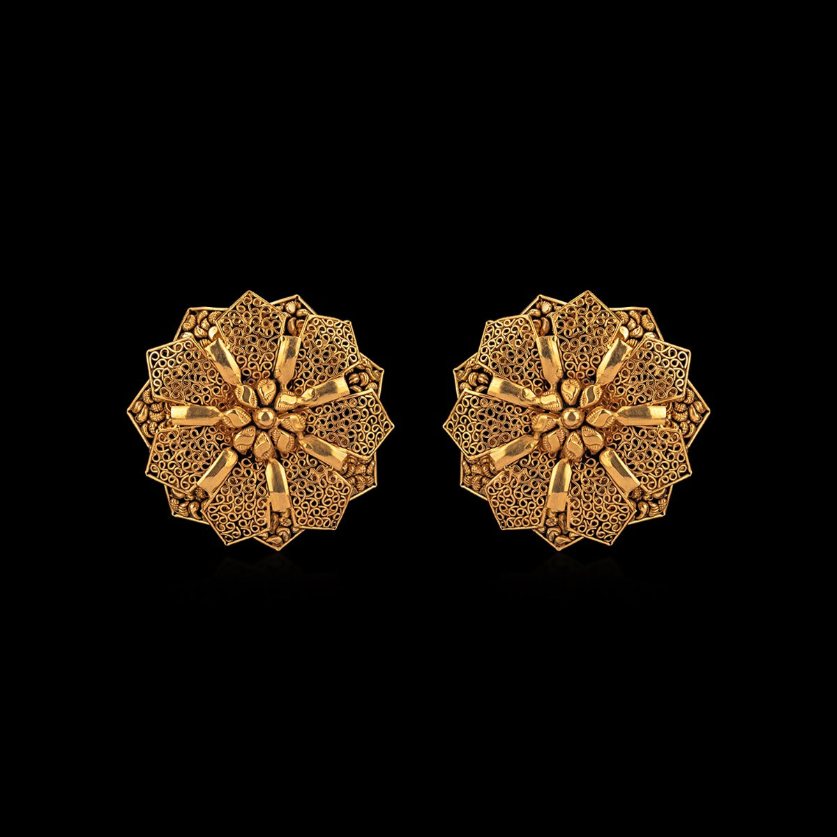 Wafer Mesh Gold Earrings