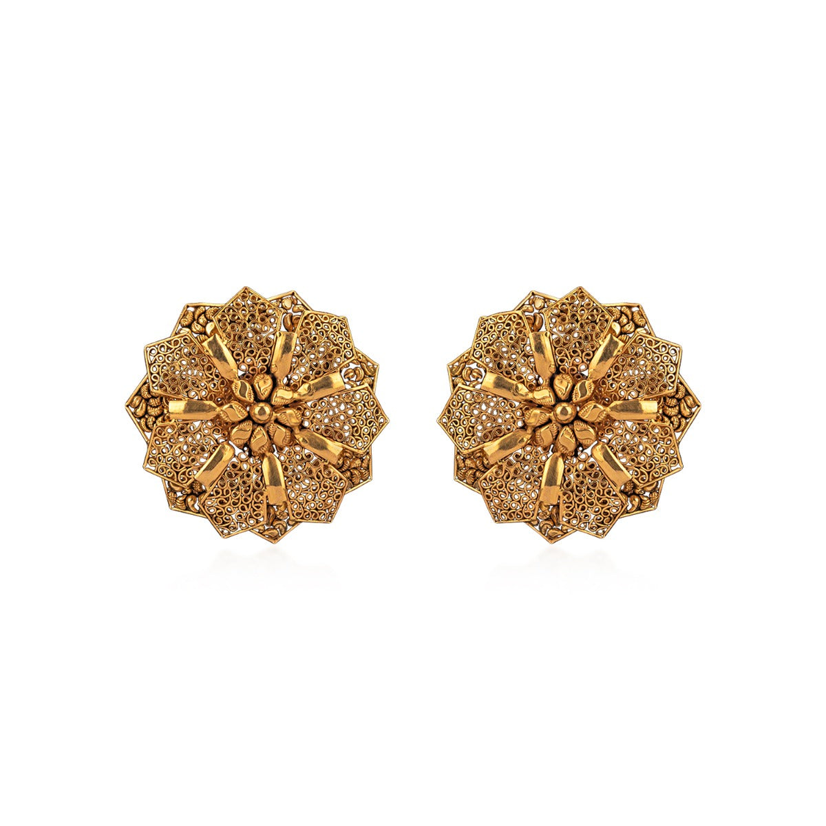 Wafer Mesh Gold Earrings