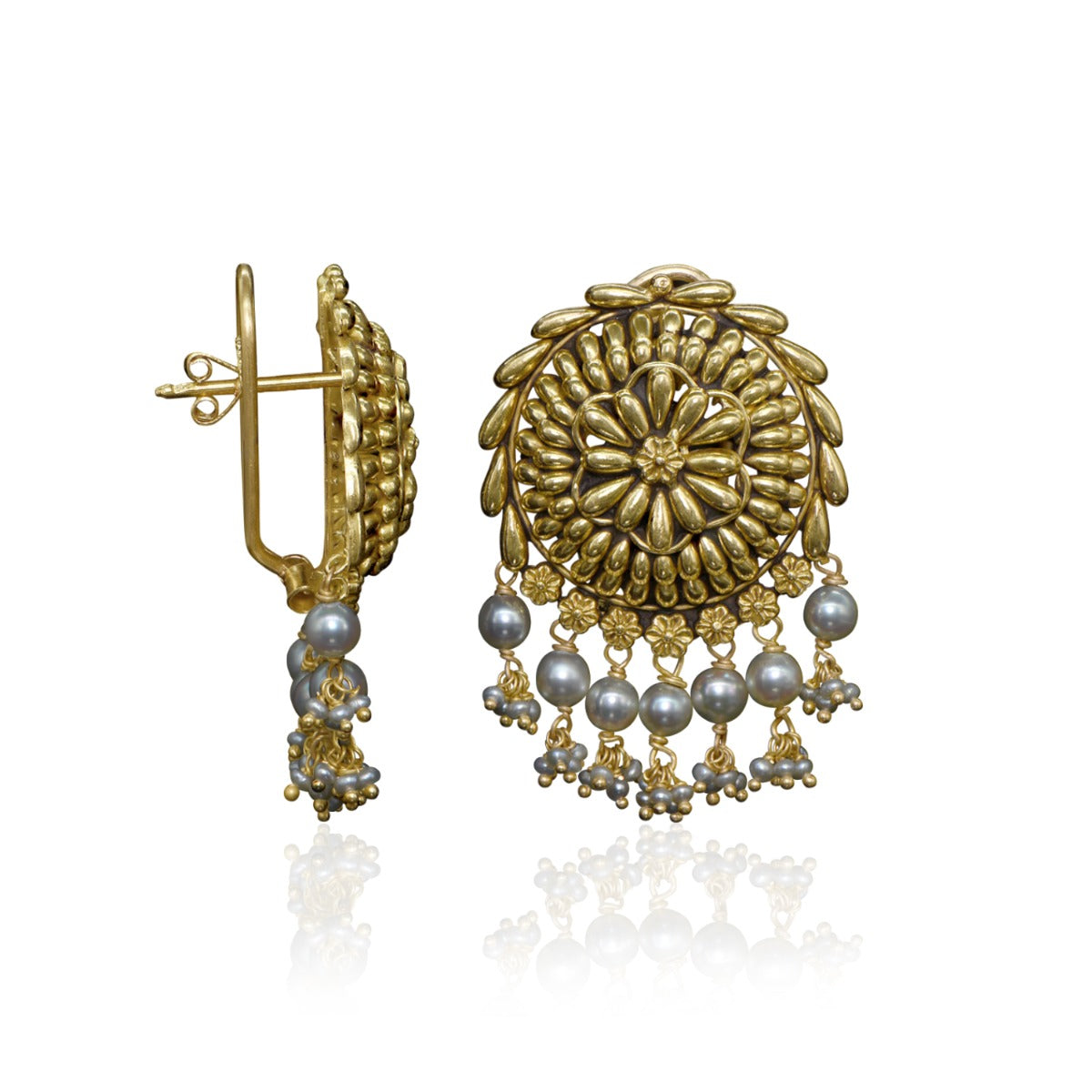 Motif Embellished Gold Earrings