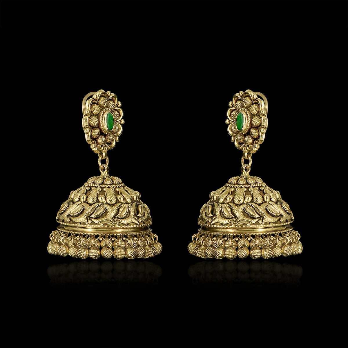 Green Stone Round Jhumka