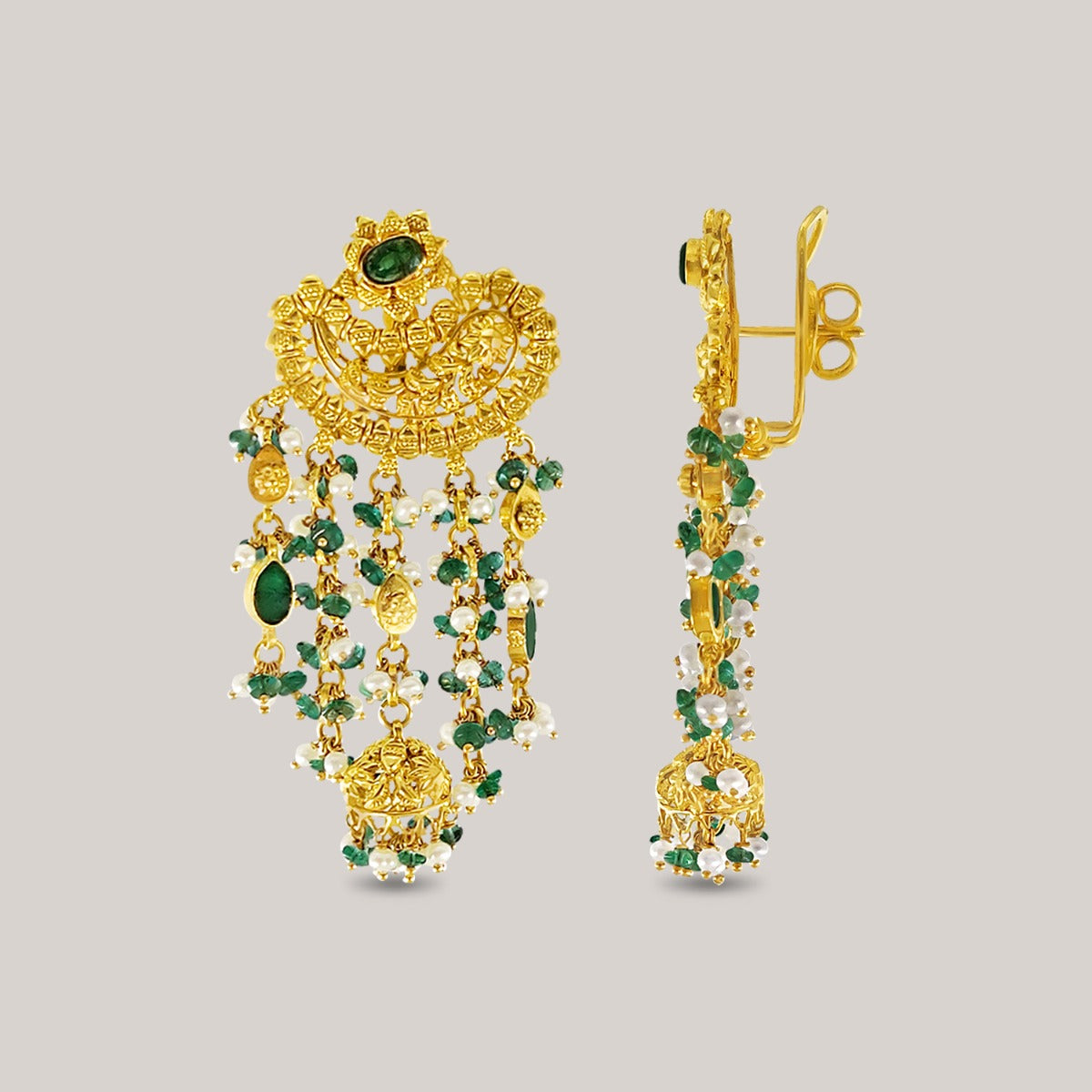 Curve Green Gold Earrings
