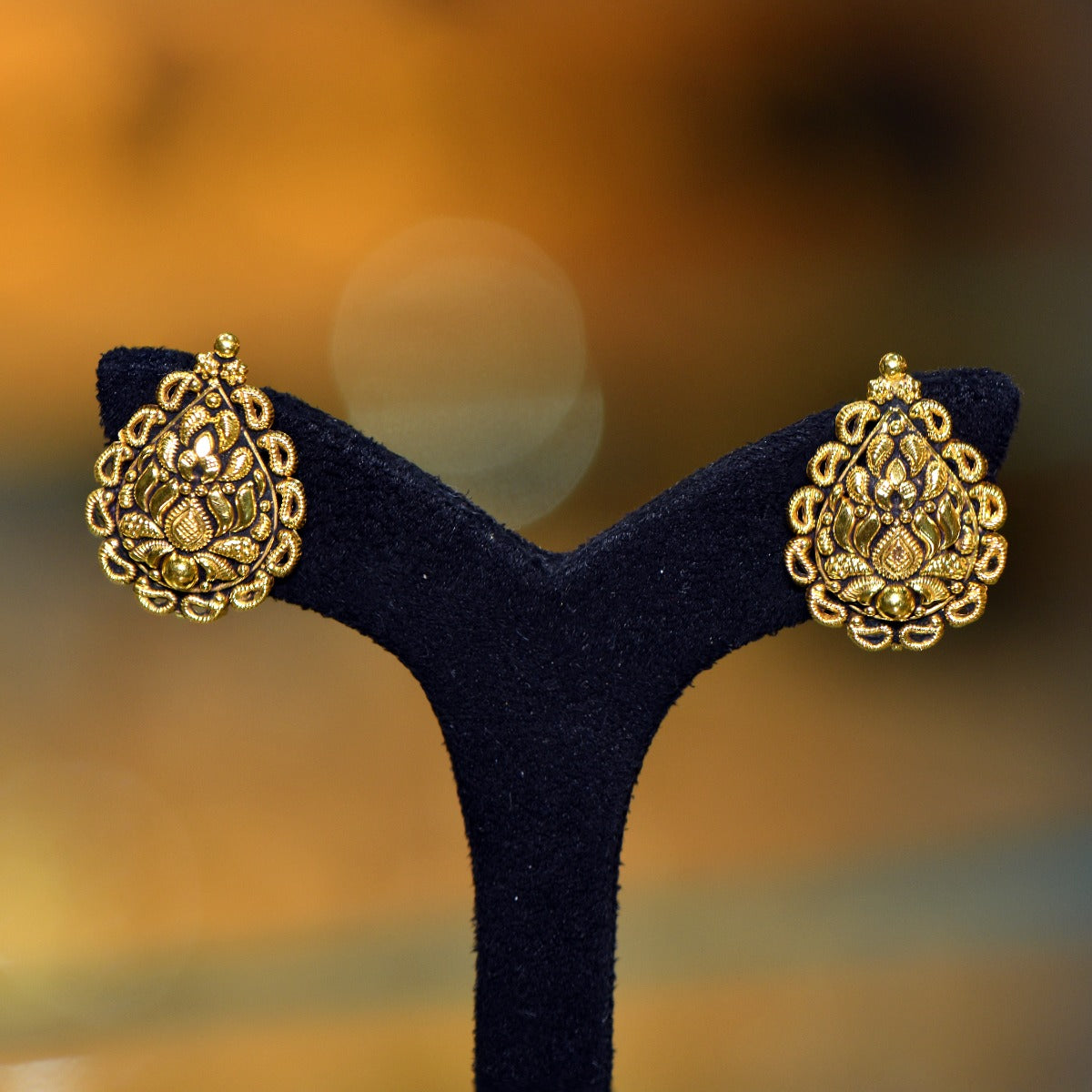 Diya Drop Gold Earrings