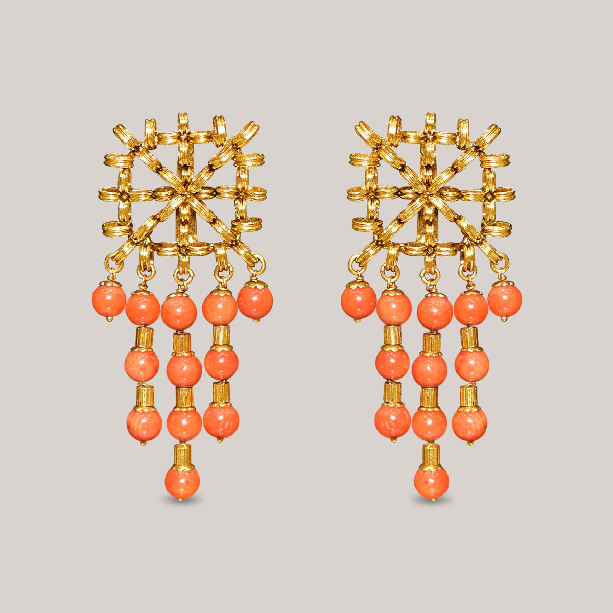 Orange Gold Danglers