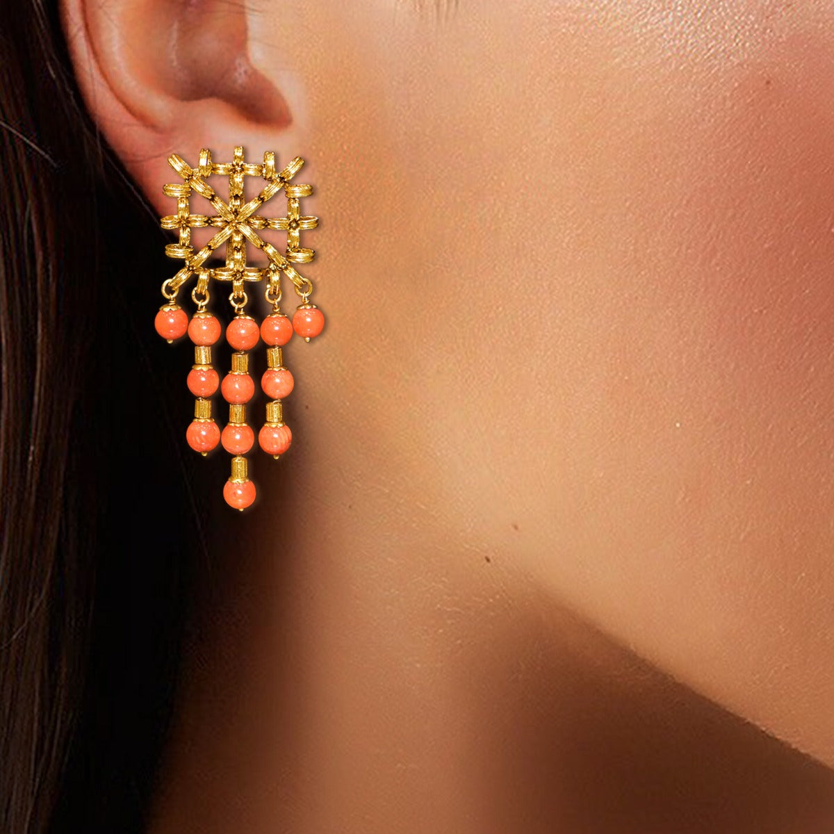 Orange Gold Danglers