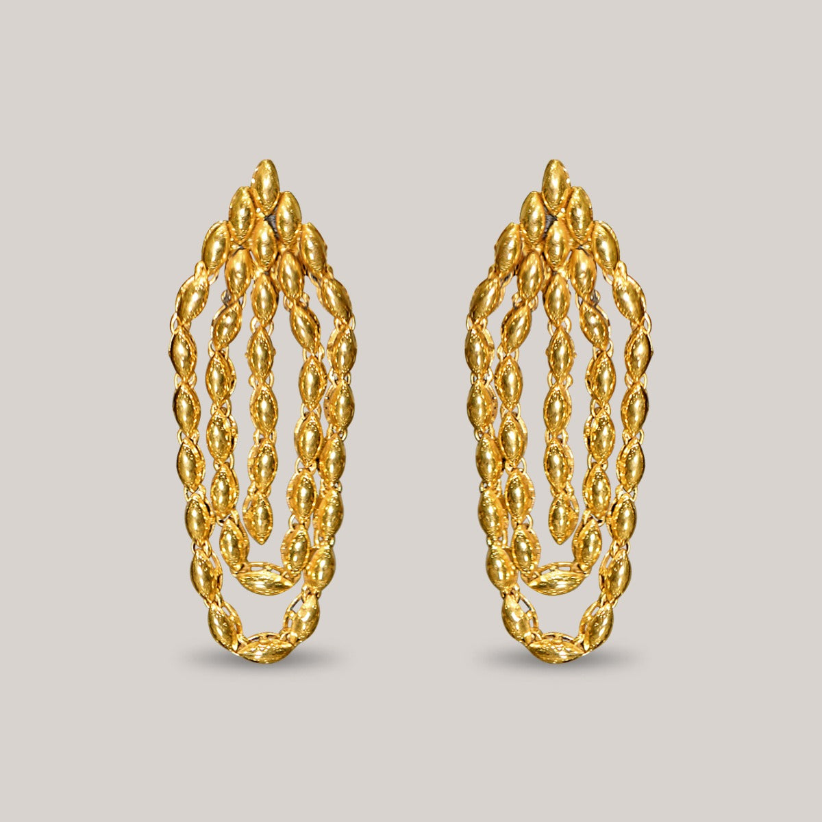 Looped Dew Drops Gold Earrings