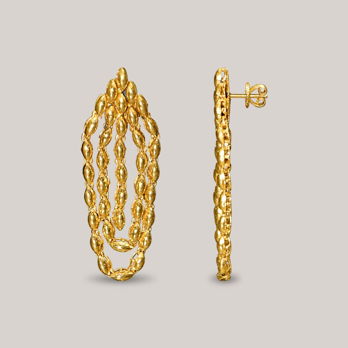 Looped Dew Drops Gold Earrings