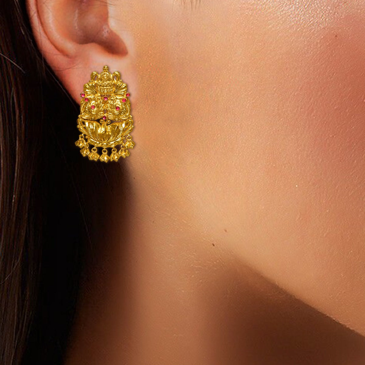 Temple Deity Chunky Gold Necklace Set