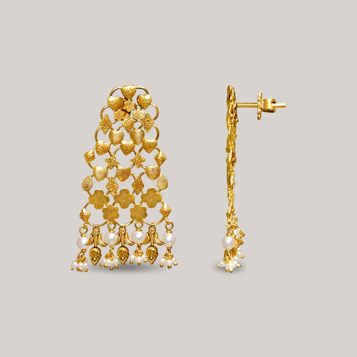 Heart Knit Gold Earrings