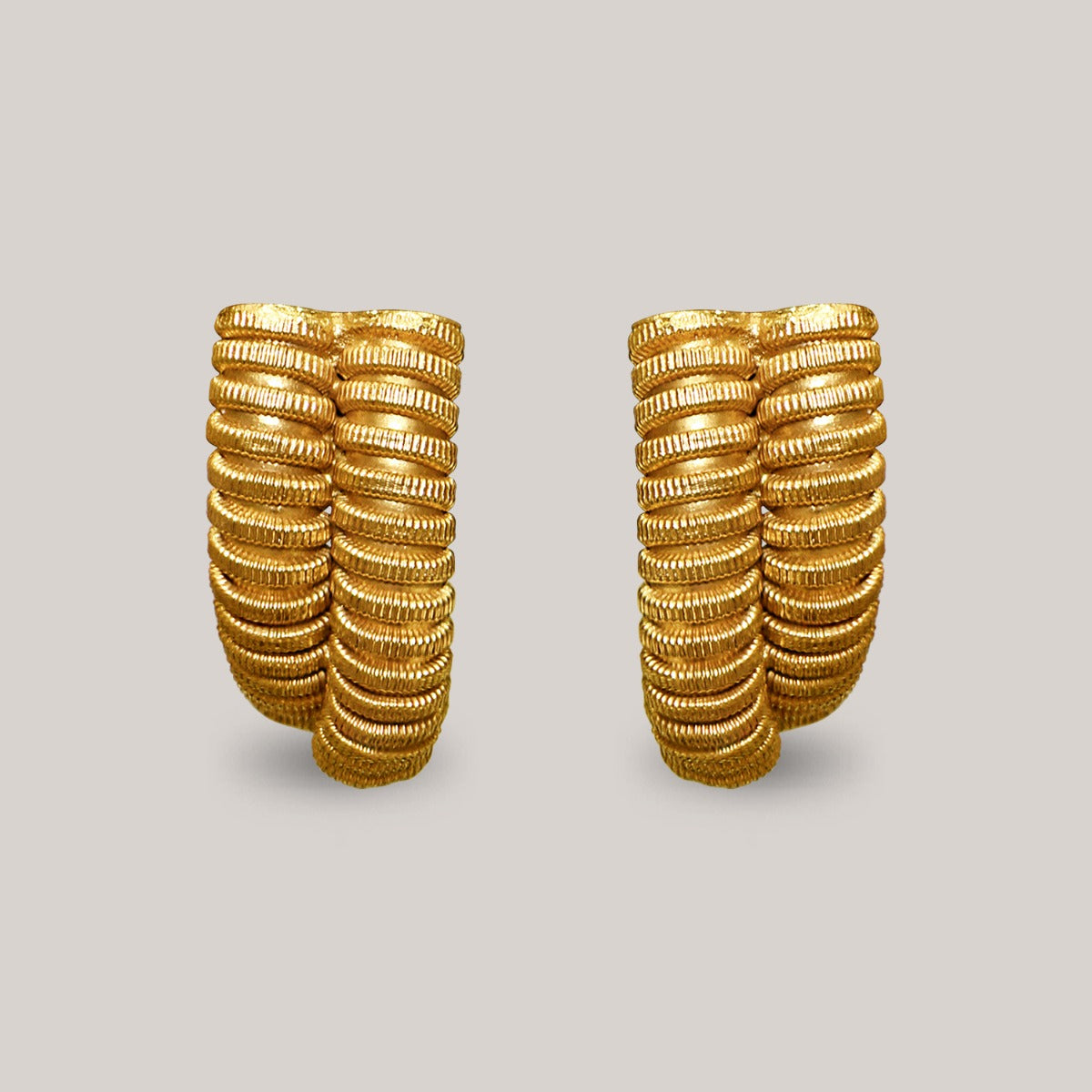 Ribbed Long Gold Earrings