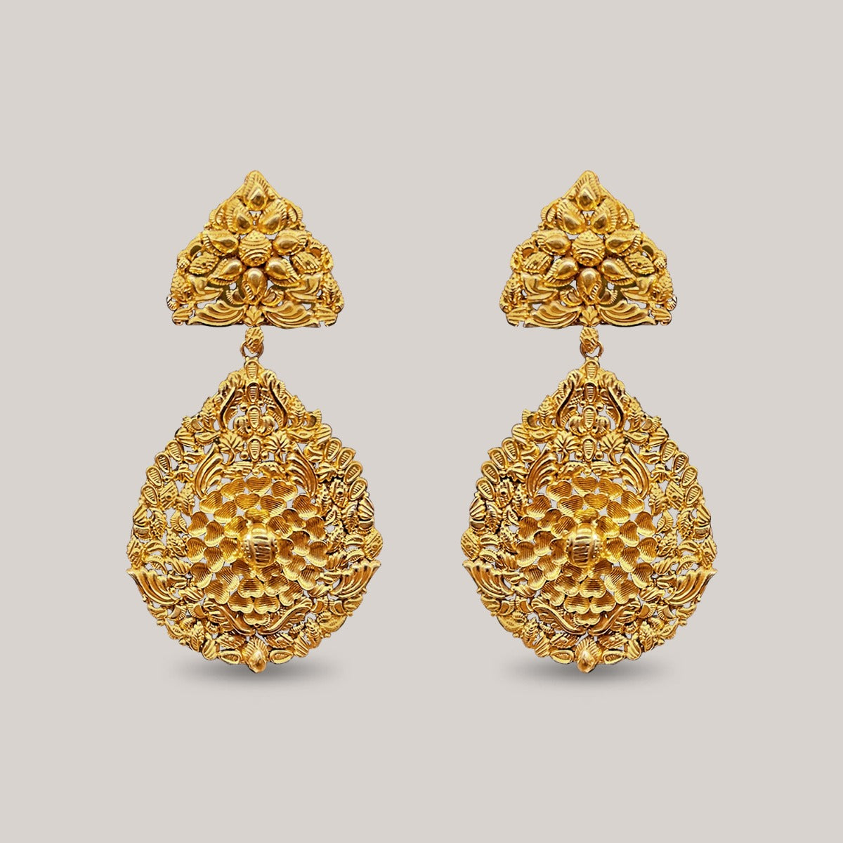 Floweret Brocade Gold Earrings