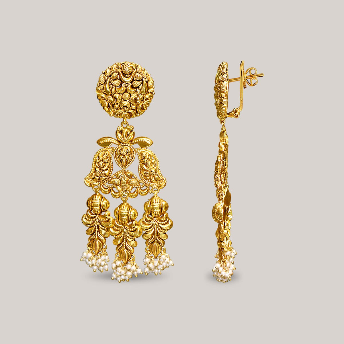 Squirmy Motifs Gold Earrings