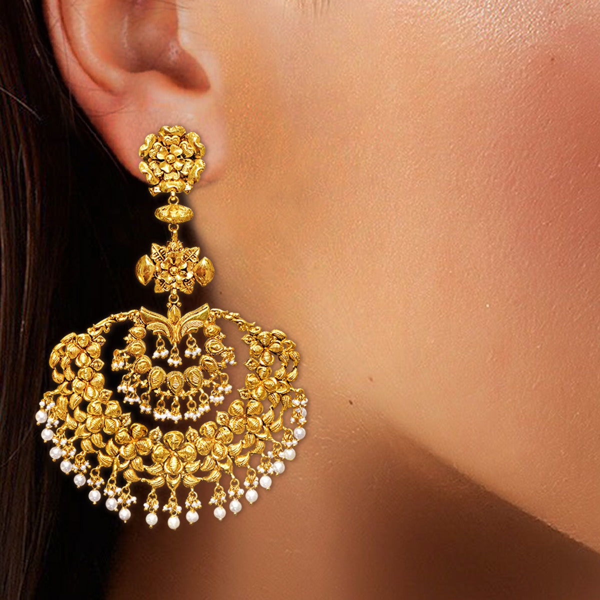 Rounded Half Moon Tazzles Gold Earrings