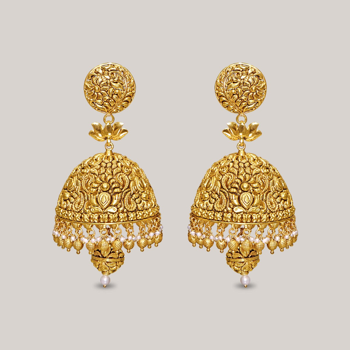 Elegant Temple Gold Jhumka