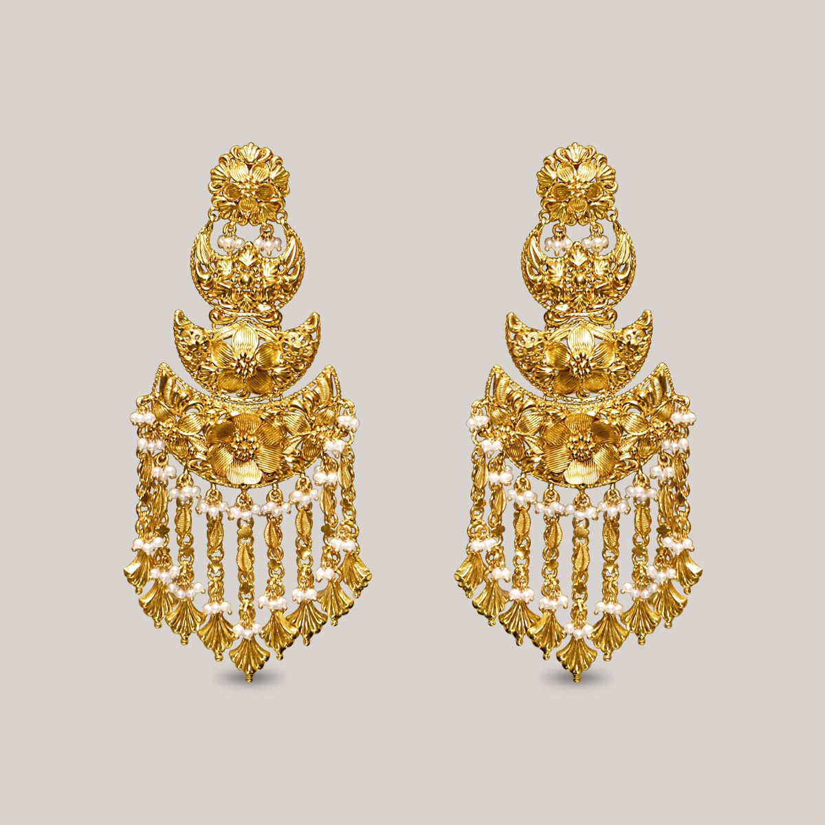 Moon Crest Gold Earrings