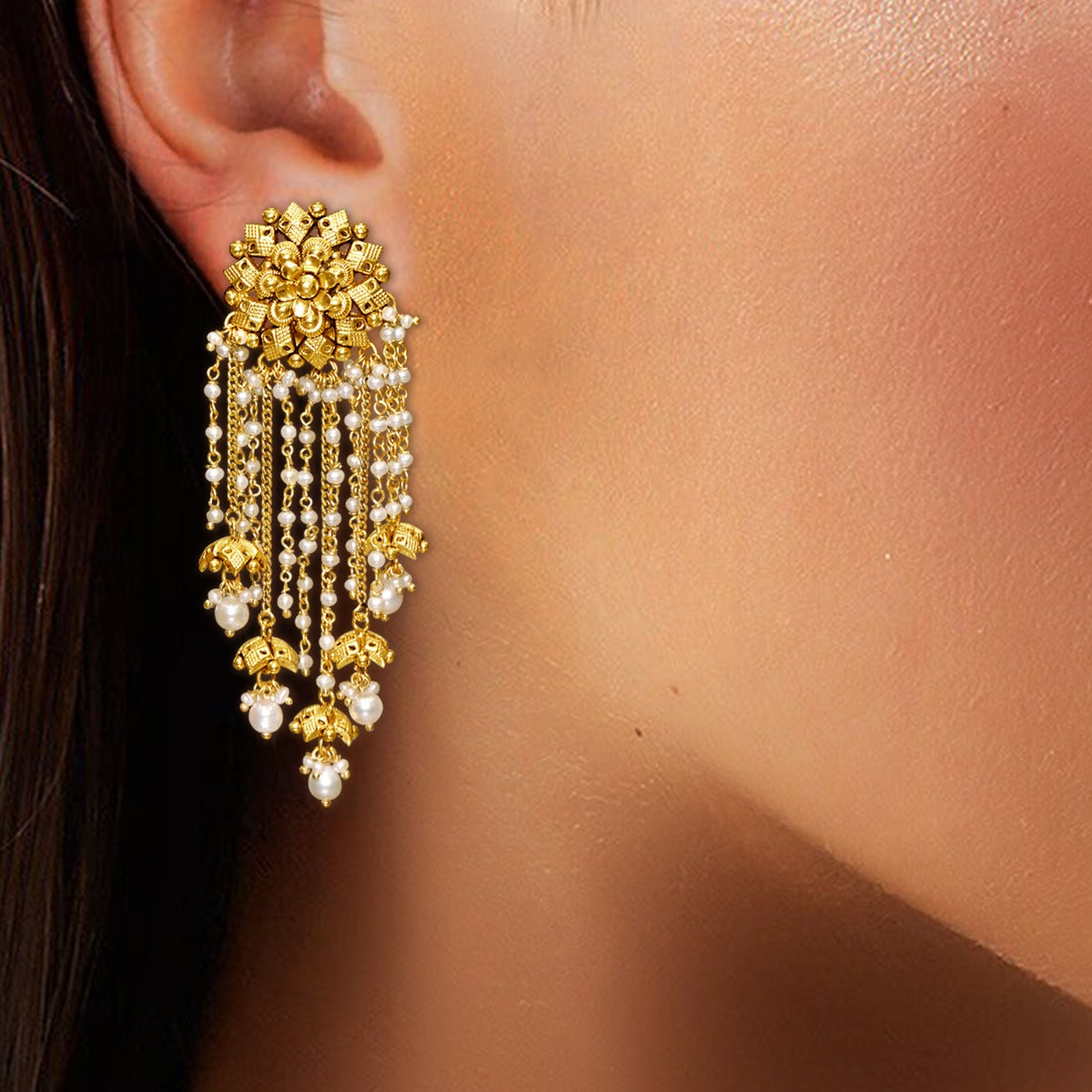 Tiny Crystal Shaped Gold Earrings