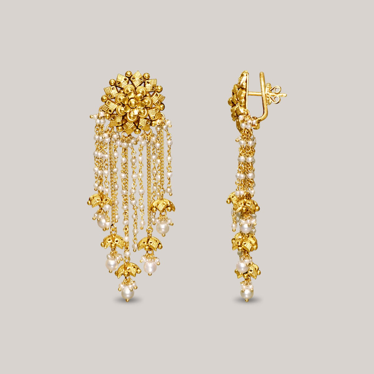 Tiny Crystal Shaped Gold Earrings
