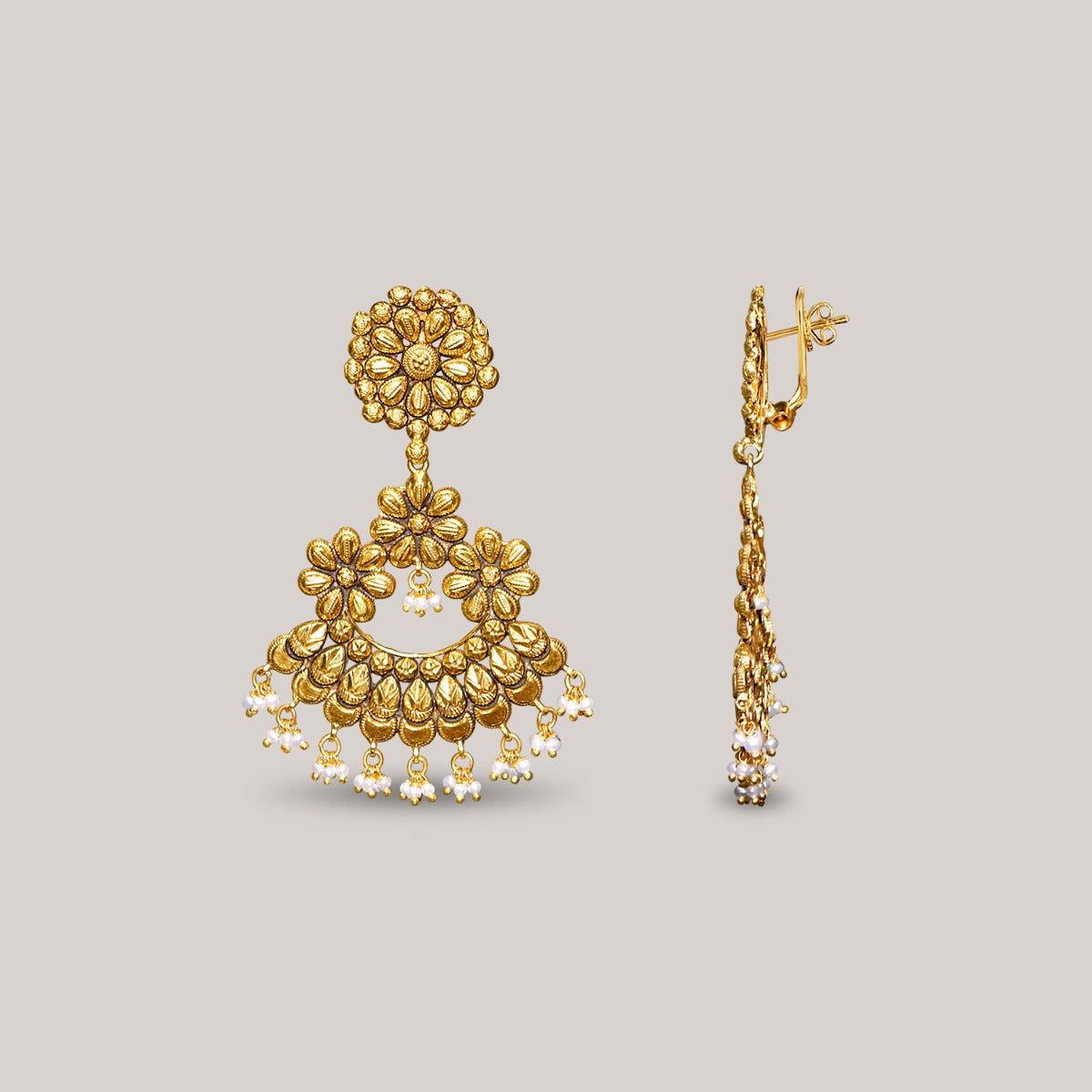 Floral Trio Gold Earrings