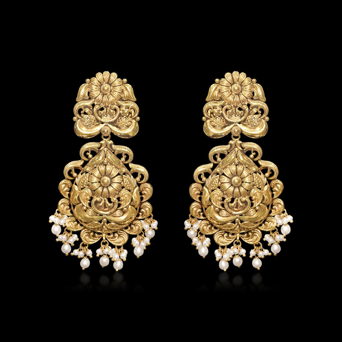 Little Pearls Intricate Gold Necklace Set