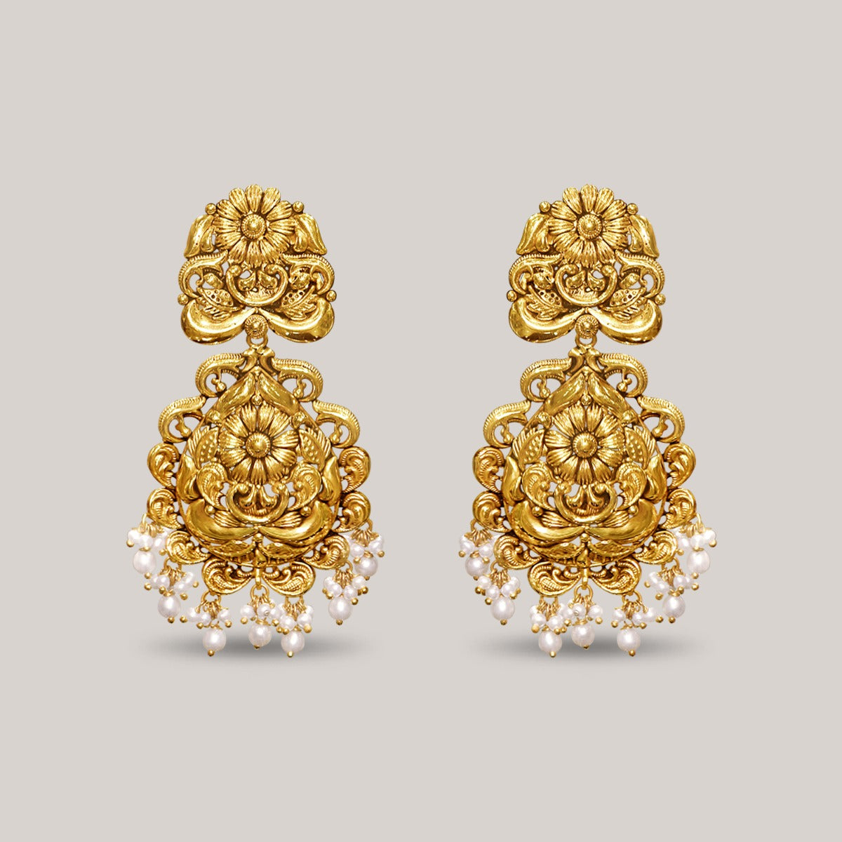 Little Pearls Intricate Gold Necklace Set