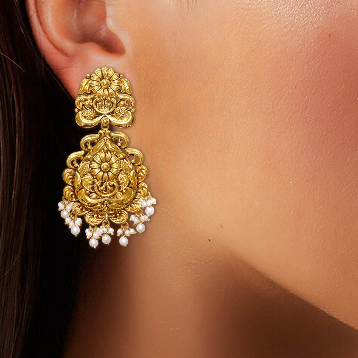 Two Parrots and Curvy Gold Danglers