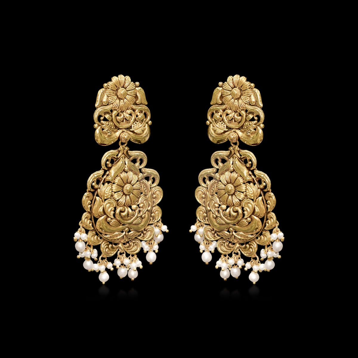 Little Pearls Intricate Gold Necklace Set