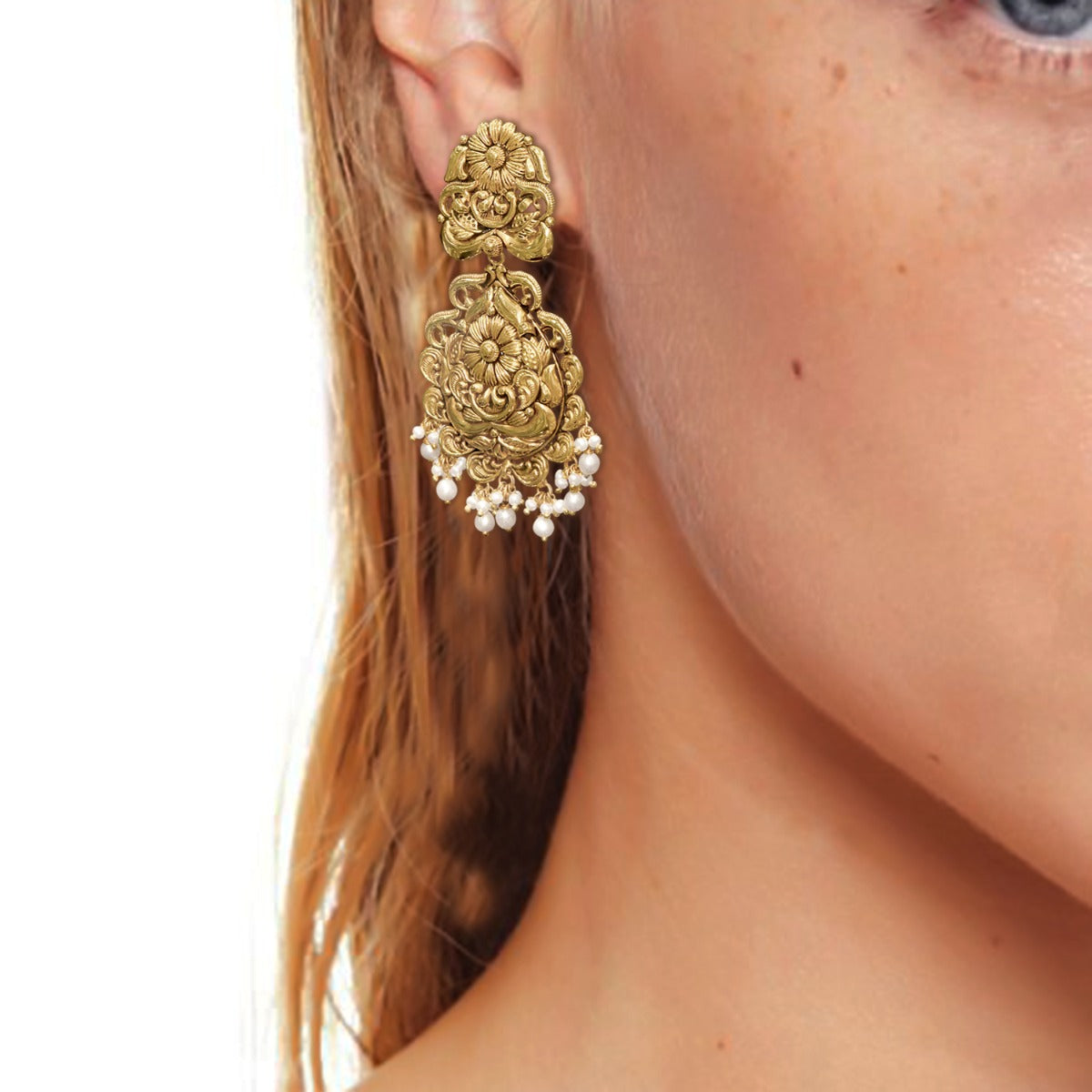 Little Pearls Intricate Gold Necklace Set