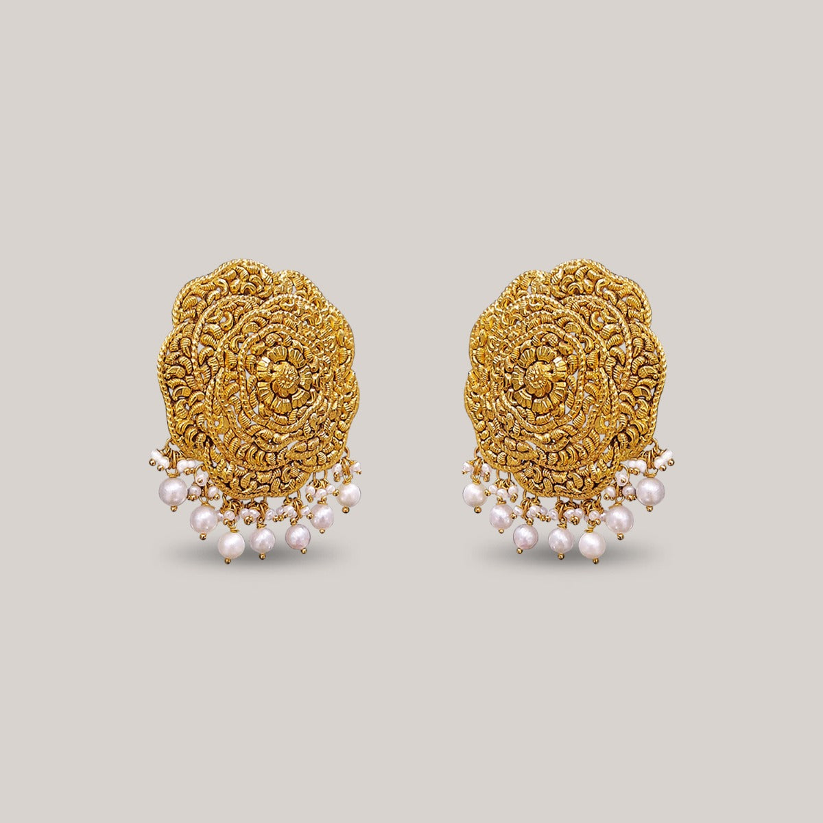Floral Wave Gold Earrings