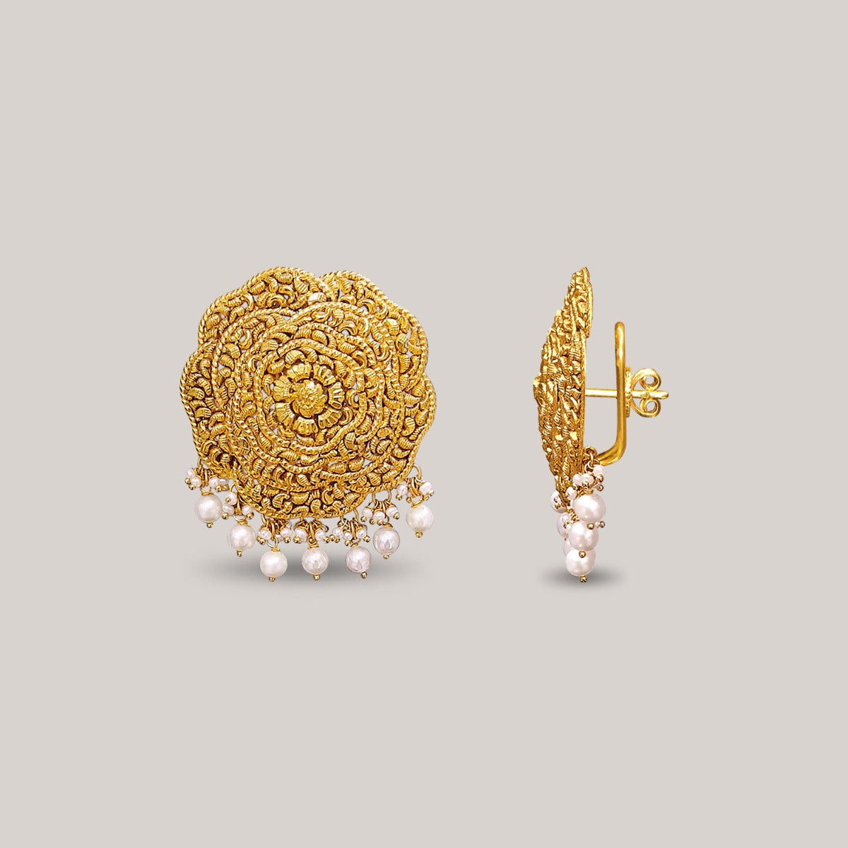 Floral Wave Gold Earrings